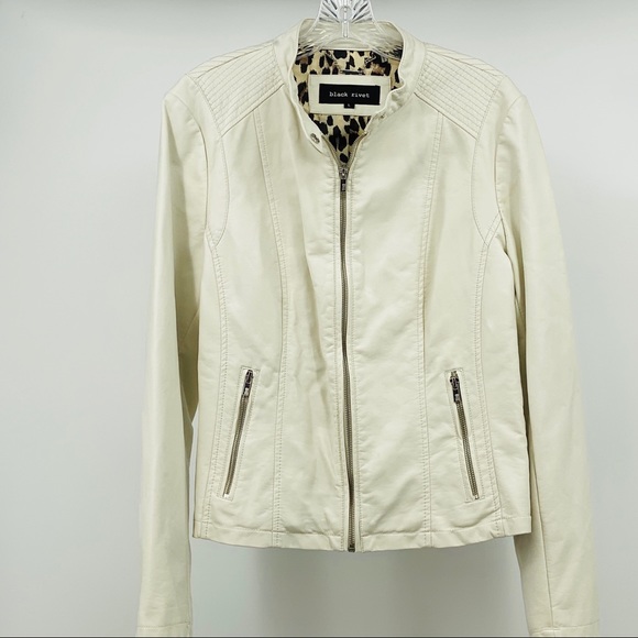 Black Rivet Jackets & Blazers - Wilson's Leather Black Rivet Leatherette Jacket